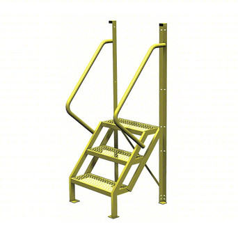 U-Design 3 Step Crossover Ladder: 50° Incline, 1,000 Lb Load Capacity, Steel, Serrated, 82" Overall Height, 30" Overall Width, 3 Steps