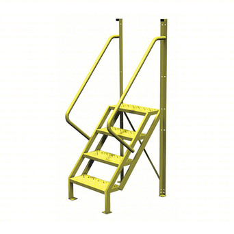 U-Design 4 Step Crossover Ladder: 50° Incline, 1,000 Lb Load Capacity, Steel, Perforated, 92" Overall Height, 30" Overall Width