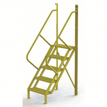 U-Design 5 Step Crossover Ladder: 50° Incline, 1,000 Lb Load Capacity, Steel, Perforated, 92" Overall Height, 30" Overall Width