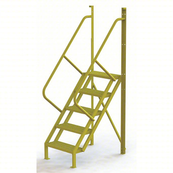 U-Design 5 Step Crossover Ladder: 50° Incline, 1,000 Lb Load Capacity, Steel, Perforated, 92" Overall Height, 30" Overall Width