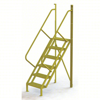 U-Design 6 Step Crossover Ladder: 50° Incline, 1,000 Lb Load Capacity, Steel, Serrated, 102" Overall Height, 30" Overall Width