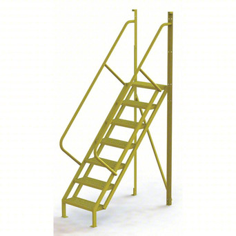 U-Design 7 Step Crossover Ladder: 50° Incline, 1,000 Lb Load Capacity, Steel, Perforated, 112" Overall Height, 30" Overall Width