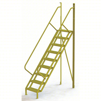 U-Design 9 Step Crossover Ladder: 50° Incline, 1,000 Lb Load Capacity, Steel, Perforated, 132" Overall Height, 30" Overall Width