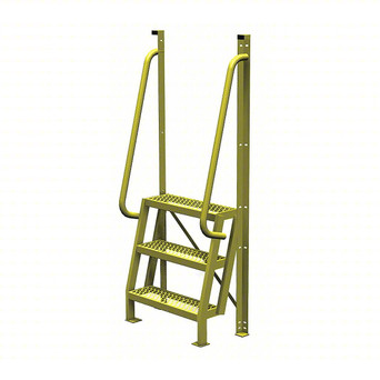 U-Design 3 Step Crossover Ladder: 75° Incline, 1,000 Lb Load Capacity, Steel, Serrated, 82" Overall Height, 30" Overall Width, 3 Steps