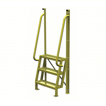 U-Design 3 Step Crossover Ladder: 75° Incline, 1,000 Lb Load Capacity, Steel, Serrated, 82" Overall Height, 30" Overall Width, 3 Steps
