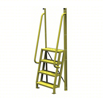 U-Design 4 Step Crossover Ladder: 75° Incline, 1,000 Lb Load Capacity, Steel, Perforated, 92" Overall Height, 30" Overall Width