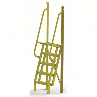 U-Design 5 Step Crossover Ladder: 75° Incline, 1,000 Lb Load Capacity, Steel, Serrated, 92" Overall Height, 30" Overall Width, 5 Steps