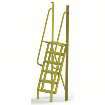 U-Design 6 Step Crossover Ladder: 75° Incline, 1,000 Lb Load Capacity, Steel, Perforated, 102" Overall Height, 30" Overall Width