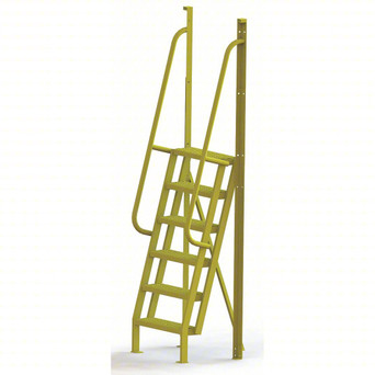U-Design 6 Step Crossover Ladder: 75° Incline, 1,000 Lb Load Capacity, Steel, Perforated, 102" Overall Height, 30" Overall Width