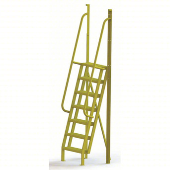 U-Design 7 Step Crossover Ladder: 75° Incline, 1,000 Lb Load Capacity, Steel, Serrated, 112" Overall Height, 30" Overall Width