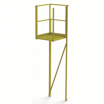 Tri-Arc U-Design Turn Platform: 1,000 Lb Load Capacity, Steel, Serrated, 92 In Overall Height, 50 In Platform Height