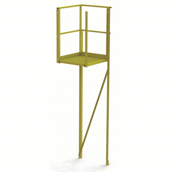Tri-Arc U-Design Turn Platform: 1,000 Lb Load Capacity, Steel, Serrated, 132 In Overall Height, 90 In Platform Height