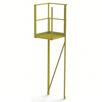 Tri-Arc U-Design Turn Platform: 1,000 Lb Load Capacity, Steel, Serrated, 122 In Overall Height, 80 In Platform Height