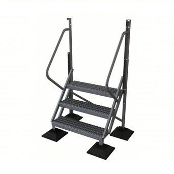 Tri-Arc Ladder: 30 in Top Step Height, 3 Steps, 50° Climbing Angle, 27 1/2 in Vertical Clearance