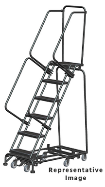 Weight Actuated All Directional Ladders, Weight Actuated, All Directional, 6 Step, 24 In Wide Base, 14 in Deep Top Step, Abrasive Mat Tread