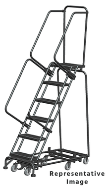 Weight Actuated All Directional Ladders, Weight Actuated, All Directional, 6 Step, 24 In Wide Base, 28 in Deep Top Step, Abrasive Mat Tread, Setup