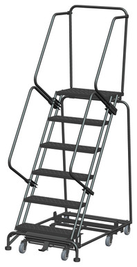 Weight Actuated All Directional Ladders, Weight Actuated, All Directional, 6 Step, 32 In Wide Base, 14 in Deep Top Step, Perforated Tread