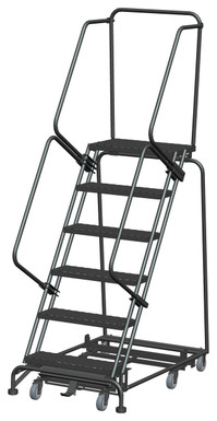 Weight Actuated All Directional Ladders, Weight Actuated, All Directional, 6 Step, 32 In Wide Base, 14 in Deep Top Step, Expanded Metal Tread