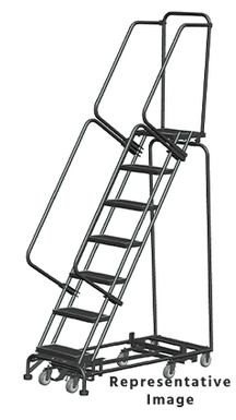 Weight Actuated All Directional Ladders, Weight Actuated, All Directional, 7 Step, 24 In Wide Base, 21 in Deep Top Step, Abrasive Mat Tread