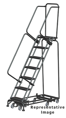Weight Actuated All Directional Ladders, Weight Actuated, All Directional, 7 Step, 24 In Wide Base, 28 in Deep Top Step, Expanded Metal Tread, Setup