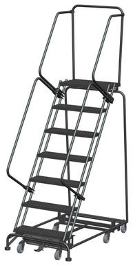 Weight Actuated All Directional Ladders, Weight Actuated, All Directional, 7 Step, 32 In Wide Base, 14 in Deep Top Step, Serrated Tread, Setup