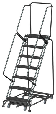 Weight Actuated All Directional Ladders, Weight Actuated, All Directional, 7 Step, 32 In Wide Base, 14 in Deep Top Step, Expanded Metal Tread, Setup