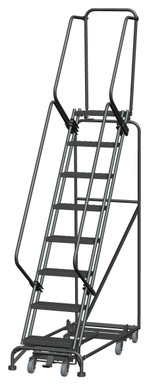 Weight Actuated All Directional Ladders, Weight Actuated, All Directional, 8 Step, 24 In Wide Base, 14 in Deep Top Step, Perforated Tread