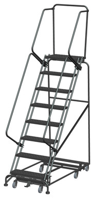 Weight Actuated All Directional Ladders, Weight Actuated, All Directional, 8 Step, 32 In Wide Base, 14 in Deep Top Step, Perforated Tread
