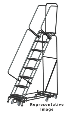 Weight Actuated All Directional Ladders, Weight Actuated, All Directional, 8 Step, 32 In Wide Base, 28 in Deep Top Step, Perforated Tread