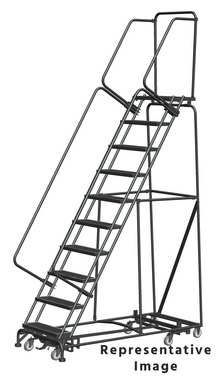 Weight Actuated All Directional Ladders, Weight Actuated, All Directional, 10 Step, 32 In Wide Base, 14 in Deep Top Step, Abrasive Mat Tread, Setup