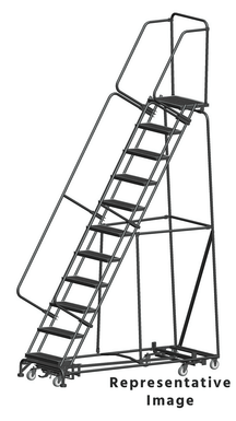 Weight Actuated All Directional Ladders, Weight Actuated, All Directional, 11 Step, 32 In Wide Base, 28 in Deep Top Step, Serrated Tread, Setup