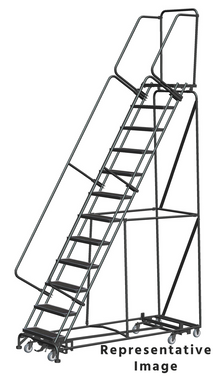 Weight Actuated All Directional Ladders, Weight Actuated, All Directional, 12 Step, 32 In Wide Base, 14 in Deep Top Step, Abrasive Mat Tread, Setup
