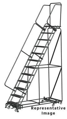 Weight Actuated All Directional Ladders, Weight Actuated, All Directional, 12 Step, 32 In Wide Base, 21 in Deep Top Step, Serrated Tread