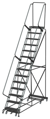 Weight Actuated All Directional Ladders, Weight Actuated, All Directional, 14 Step, 40 In Wide Base, 14 in Deep Top Step, Perforated Tread
