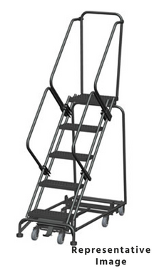 Weight Actuated All Directional 50 Degree Slope Walk Down Ladders, Weight Actuated, All Directional, 50° Incline, 5 Step, 24 In Wide Base, 28 in Deep Top Step, Abrasive Mat Tread, Setup
