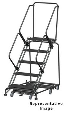 Weight Actuated All Directional 50 Degree Slope Walk Down Ladders, Weight Actuated, All Directional, 50° Incline, 5 Step, 32 In Wide Base, 28 in Deep Top Step, Serrated Tread