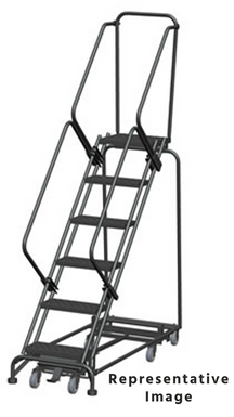 Weight Actuated All Directional 50 Degree Slope Walk Down Ladders, Weight Actuated, All Directional, 50° Incline, 6 Step, 24 In Wide Base, 21 in Deep Top Step, Expanded Metal Tread