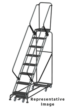 Weight Actuated All Directional 50 Degree Slope Walk Down Ladders, Weight Actuated, All Directional, 50° Incline, 8 Step, 24 In Wide Base, 21 in Deep Top Step, Perforated Tread, Setup