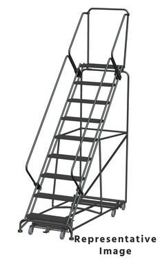 Weight Actuated All Directional 50 Degree Slope Walk Down Ladders, Weight Actuated, All Directional, 50° Incline, 9 Step, 32 In Wide Base, 21 in Deep Top Step, Abrasive Mat Tread