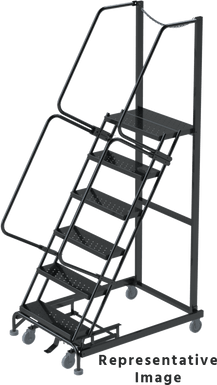 Weight Actuated 50 Degree Slope Walk Down Ladders, Weight Actuated, 50° Incline, 11 Step, 32 In Wide Base, 28 in Deep Top Step, Expanded Metal Tread, Right Exit