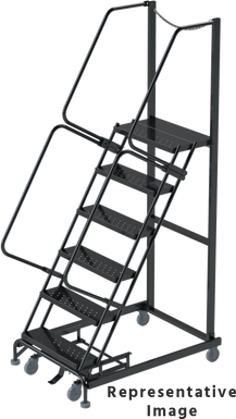 Weight Actuated 50 Degree Slope Walk Down Ladders, Weight Actuated, 50° Incline, 11 Step, 32 In Wide Base, 28 in Deep Top Step, Expanded Metal Tread, Right Exit