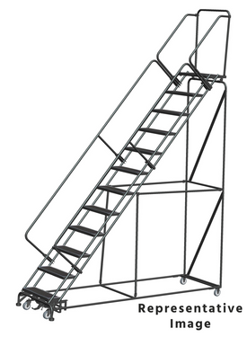 Weight Actuated 50 Degree Slope Walk Down Ladders, Weight Actuated, 50° Incline, 12 Step, 32 In Wide Base, 14 in Deep Top Step, Abrasive Mat Tread