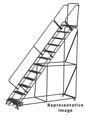 Weight Actuated 50 Degree Slope Walk Down Ladders, Weight Actuated, 50° Incline, 12 Step, 32 In Wide Base, 21 in Deep Top Step, Abrasive Mat Tread