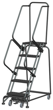 Weight-Actuated Series Ladders, Weight Actuated, 5 Step, 24 In Wide Base, 14 in Deep Top Step, Perforated Tread, Setup