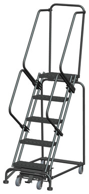 Weight-Actuated Series Ladders, Weight Actuated, 5 Step, 24 In Wide Base, 14 in Deep Top Step, Expanded Metal Tread