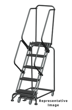 Weight-Actuated Series Ladders, Weight Actuated, 5 Step, 24 In Wide Base, 28 in Deep Top Step, Abrasive Mat Tread