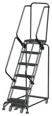 Weight-Actuated Series Ladders, Weight Actuated, 6 Step, 24 In Wide Base, 14 in Deep Top Step, Expanded Metal Tread, Setup