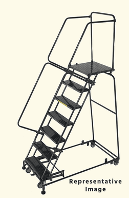 Weight-Actuated Series Ladders, Weight Actuated, 7 Step, 24 In Wide Base, 28 in Deep Top Step, Perforated Tread