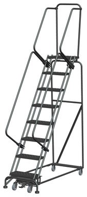 Weight-Actuated Series Ladders, Weight Actuated, 8 Step, 24 In Wide Base, 14 in Deep Top Step, Perforated Tread