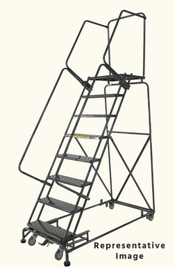 Weight-Actuated Series Ladders, Weight Actuated, 8 Step, 32 In Wide Base, 14 in Deep Top Step, Abrasive Mat Tread